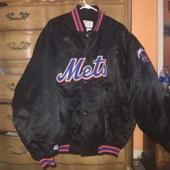 Majestic | Jackets & Coats | Mens Xl Authentic Majestic Mets Black